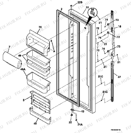 Взрыв-схема холодильника Electrolux ERL6296W0 - Схема узла Refrigerator door